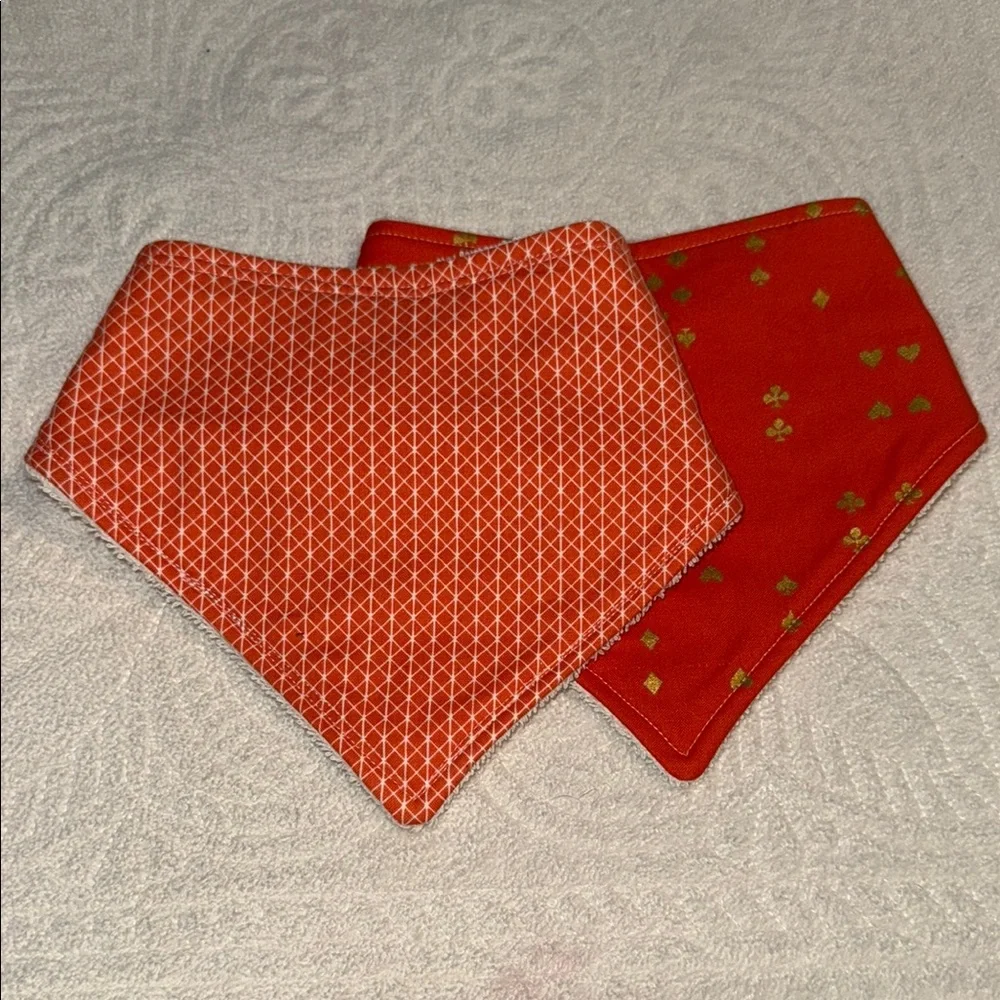 Handmade pair of bandana drool bibs reversible